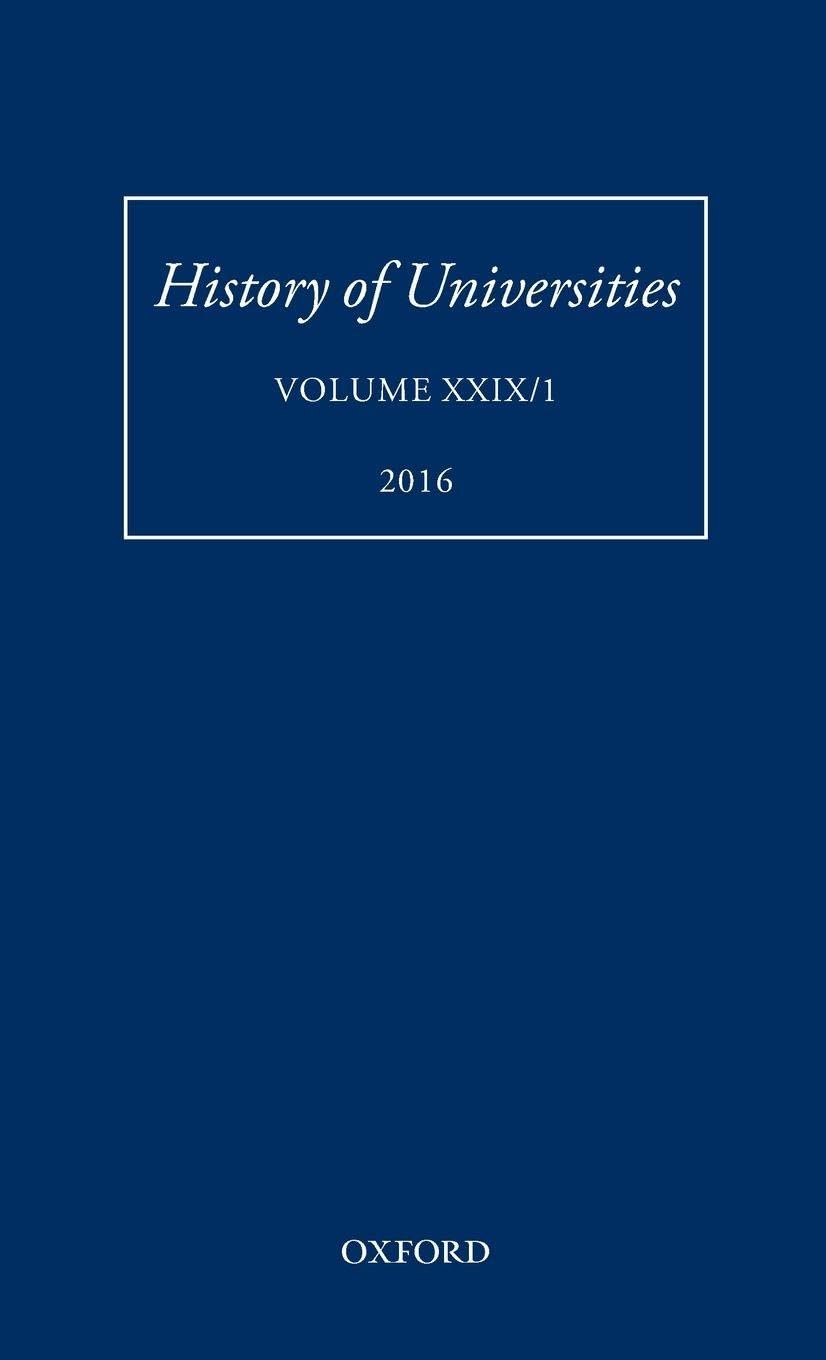 History of Universities: Volume XXIX / 1 (History of Universities Series)