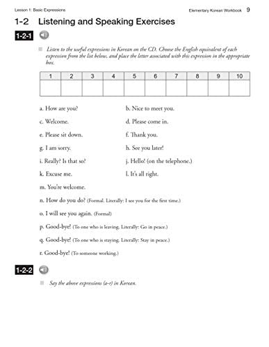 Elementary Korean Workbook: A Complete Language Activity Book for Beginners (Online Audio Included)