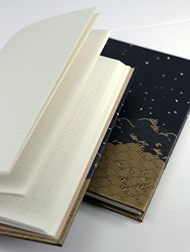 Golden Waves Dotted Hardcover Journal: Blank Notebook with Ribbon Bookmark