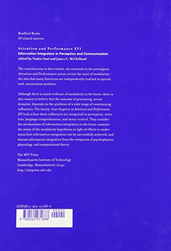Attention and Performance XVII: Cognitive Regulation of Performance: Interaction of Theory and Application