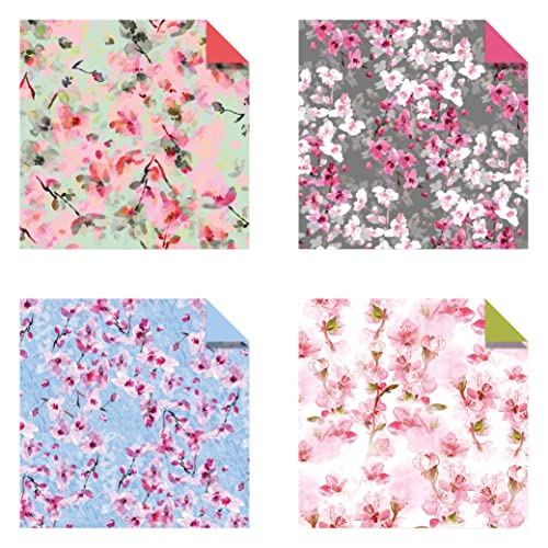 Origami Cherry Blossoms Paper Pack Book: 256 Double-Sided Folding Sheets with 16 Different Cherry Blossom Patterns with solid colors on the back (Includes Instructions for 8 Models)