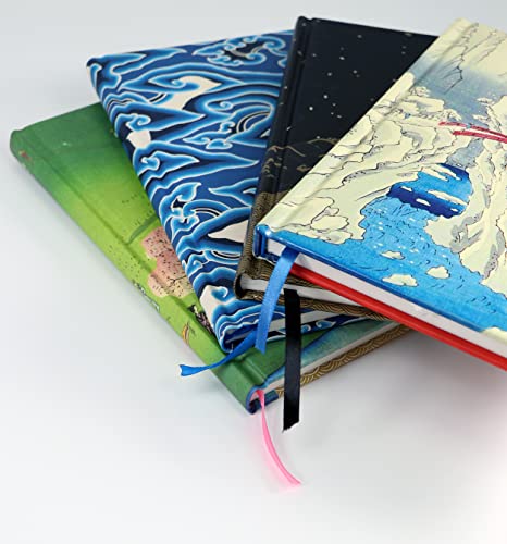 Golden Waves Dotted Hardcover Journal: Blank Notebook with Ribbon Bookmark