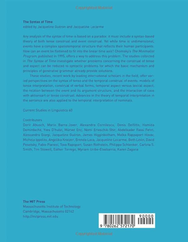 The Syntax of Time (Current Studies in Linguistics (Paperback))