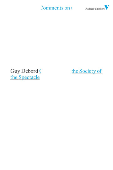 Comments on the Society of the Spectacle (Radical Thinkers)
