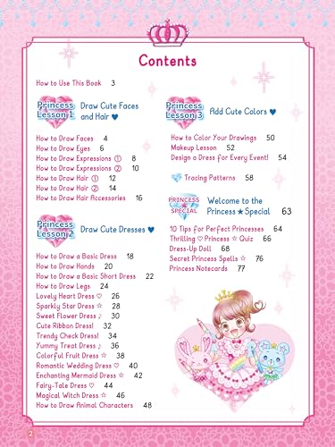 The Kawaii Princess Drawing and Activity Book: Draw Cute Princesses with Mix-and-Match Clothing, Hair and Accessories! (With 150 colorful stickers)