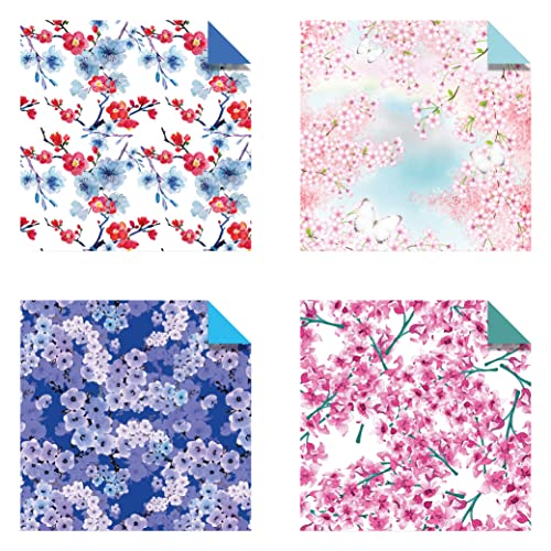 Origami Cherry Blossoms Paper Pack Book: 256 Double-Sided Folding Sheets with 16 Different Cherry Blossom Patterns with solid colors on the back (Includes Instructions for 8 Models)