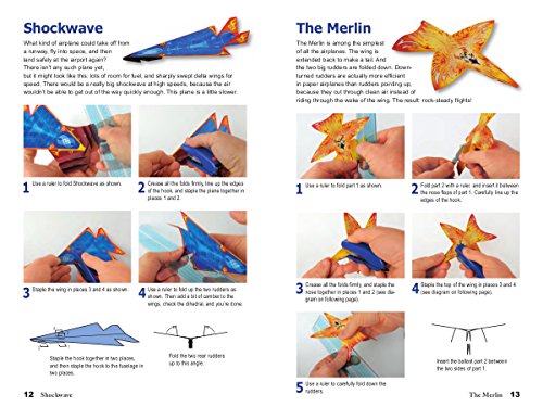 Supercool Paper Airplanes Kit: 12 Pop-Out Paper Airplanes Assembled in About a Minute: Kit Includes Instruction Book, Pre-Printed Planes & Catapult Launcher