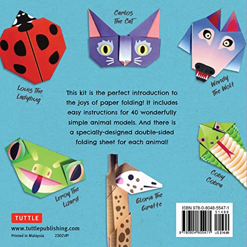 Fun with Origami Animals Kit: 40 Different Animals! Includes Colorfully Patterned Folding Sheets! Full-color 48-page Book with Simple Instructions (Ages 6 - 10)