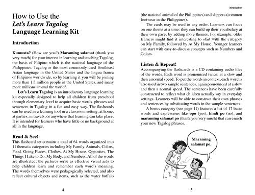 Let's Learn Tagalog Kit: A Fun Guide for Children's Language Learning (Flash Cards, Audio, Games & Songs, Learning Guide and Wall Chart)