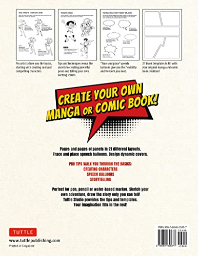 Blank Comic Book: Draw Your Own Manga! (84 Blank Pages of 21 Different Templates)