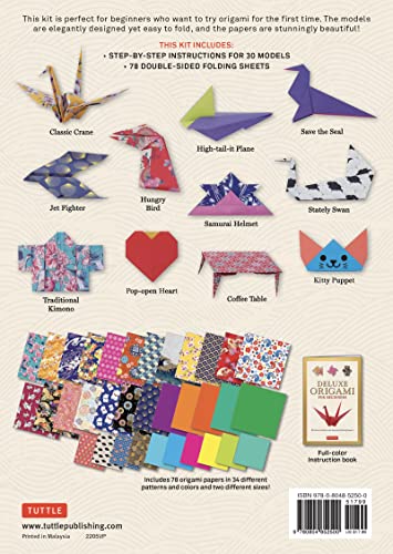 Deluxe Origami for Beginners Kit: 30 Classic Models with Amazing Folding Papers