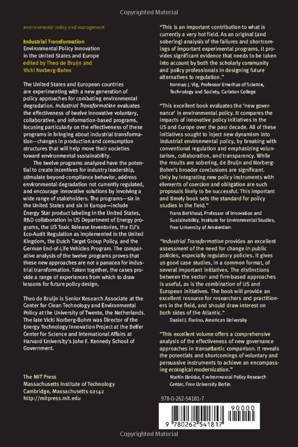 Industrial Transformation: Environmental Policy Innovation in the United States and Europe