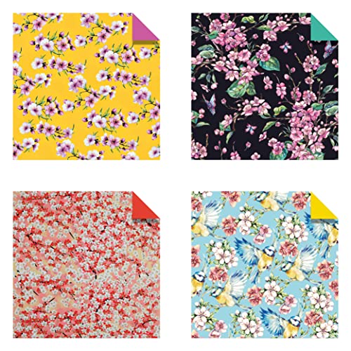 Origami Cherry Blossoms Paper Pack Book: 256 Double-Sided Folding Sheets with 16 Different Cherry Blossom Patterns with solid colors on the back (Includes Instructions for 8 Models)