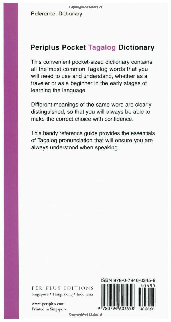 Pocket Tagalog Dictionary: Tagalog-english/english-tagalog (Periplus Pocket Dictionaries)