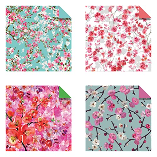 Origami Cherry Blossoms Paper Pack Book: 256 Double-Sided Folding Sheets with 16 Different Cherry Blossom Patterns with solid colors on the back (Includes Instructions for 8 Models)