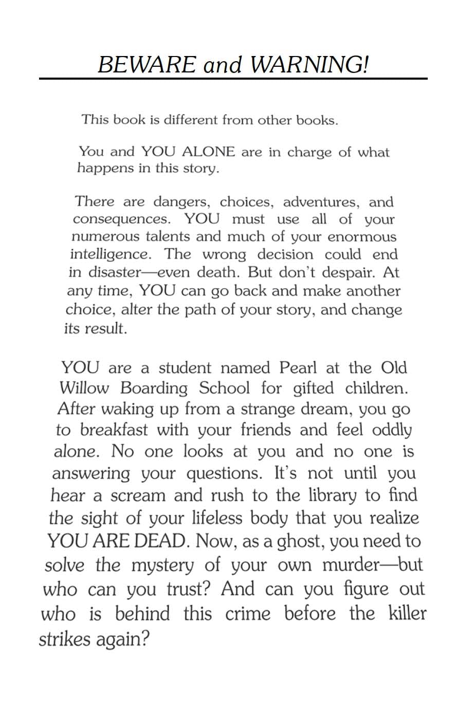 Murder at the Old Willow Boarding School (Choose Your Own Adventure New Classics)