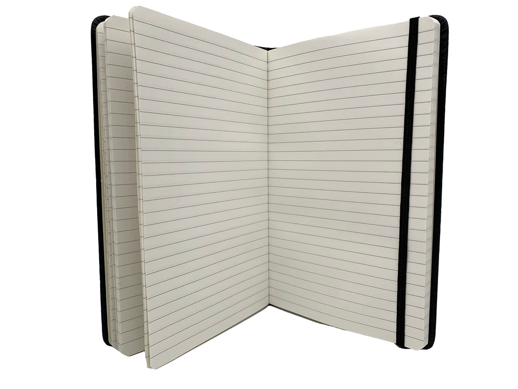 Lined Journal Notebook, Hard Cover Leatherette, Medium 5.25 X 8.25 inches, 70 Gram Paper.