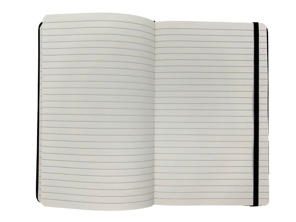 Lined Journal Notebook, Hard Cover Leatherette, Medium 5.25 X 8.25 inches, 70 Gram Paper.