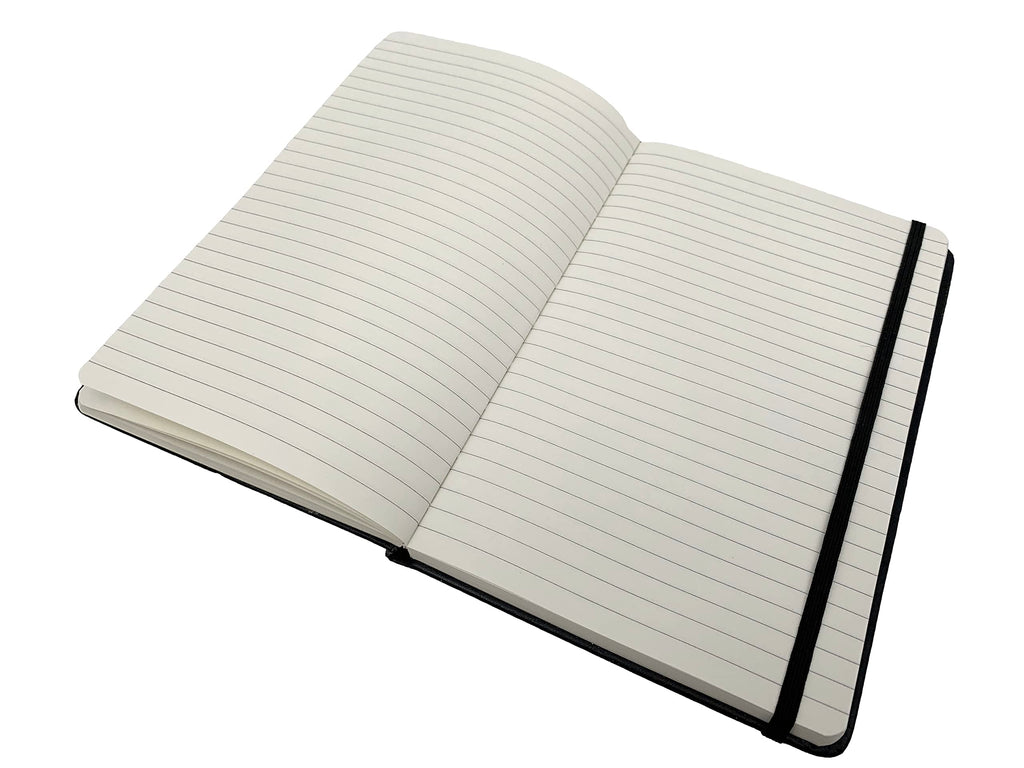 Lined Journal Notebook, Hard Cover Leatherette, Medium 5.25 X 8.25 inches, 70 Gram Paper.