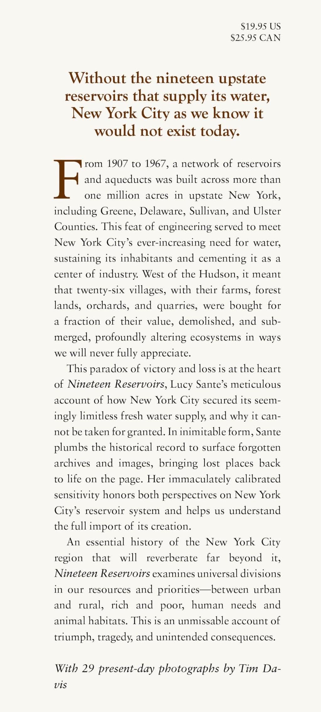 Nineteen Reservoirs: On Their Creation and the Promise of Water for New York City