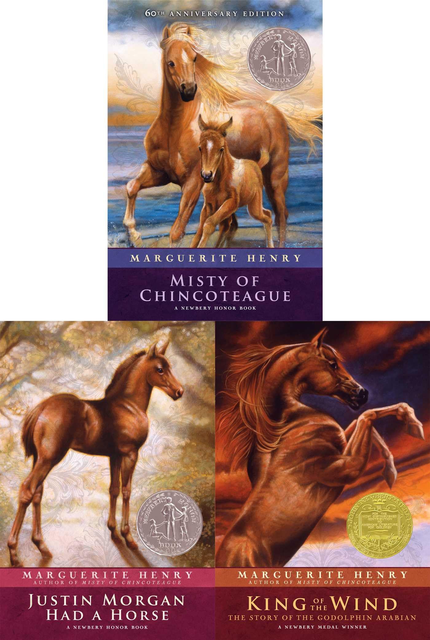 Marguerite Henry Treasury of Horses Collected Set: Misty of Chincoteague, Justin Morgan Had a Horse, King of the Wind