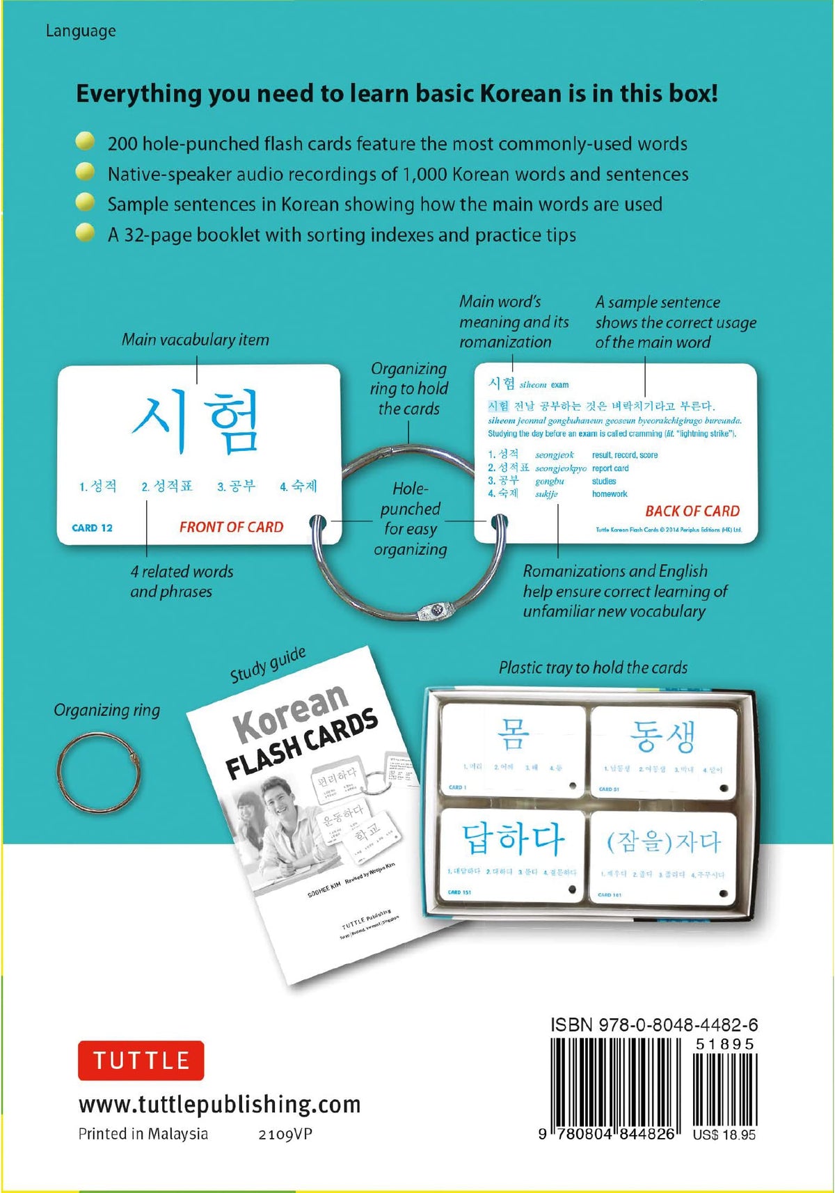 Korean Flash Cards Kit: Learn 1,000 Basic Korean Words and Phrases Quickly and Easily! (Hangul & Romanized Forms) Downloadable Audio Included