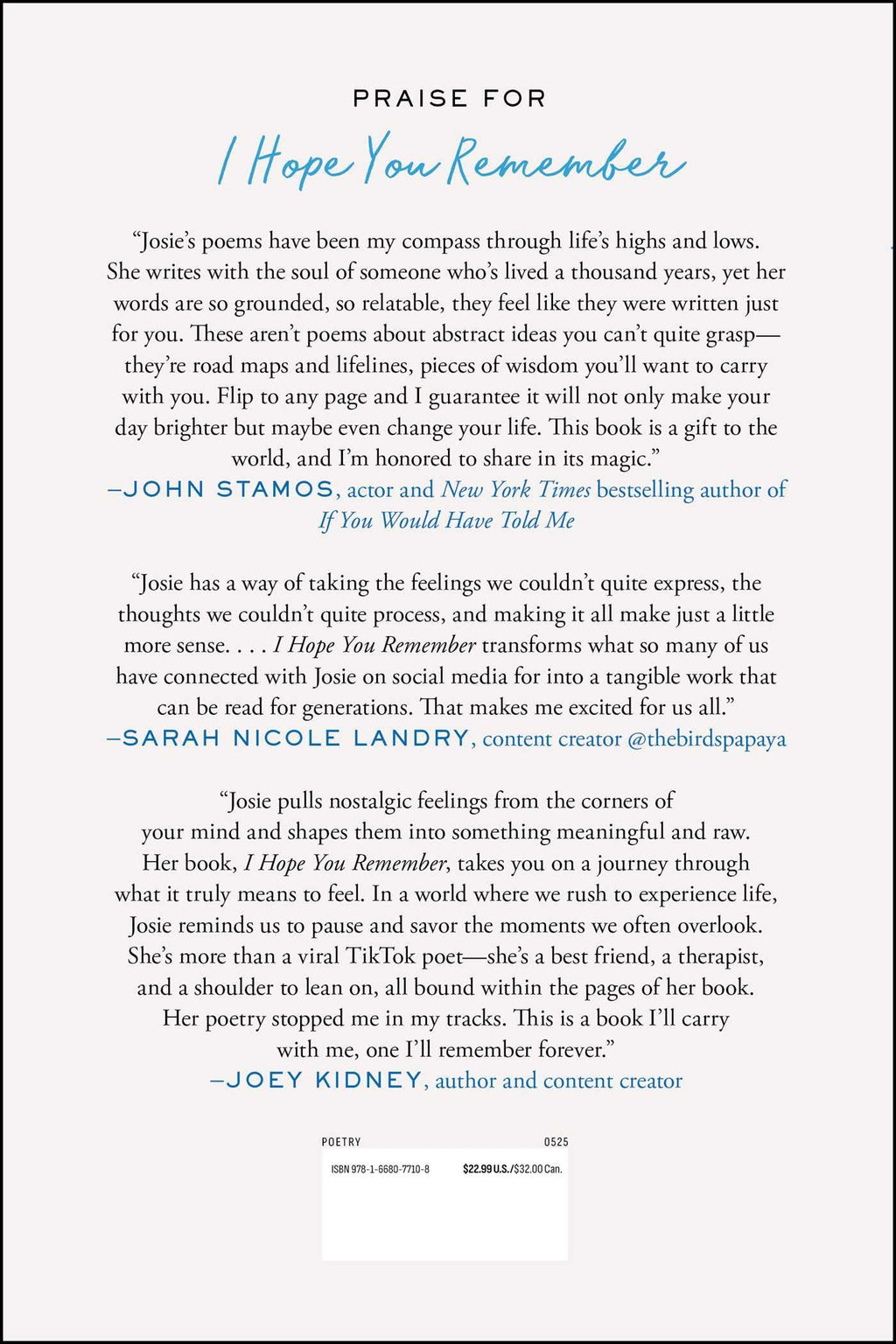 I Hope You Remember: Poems on Loving, Longing, and Living