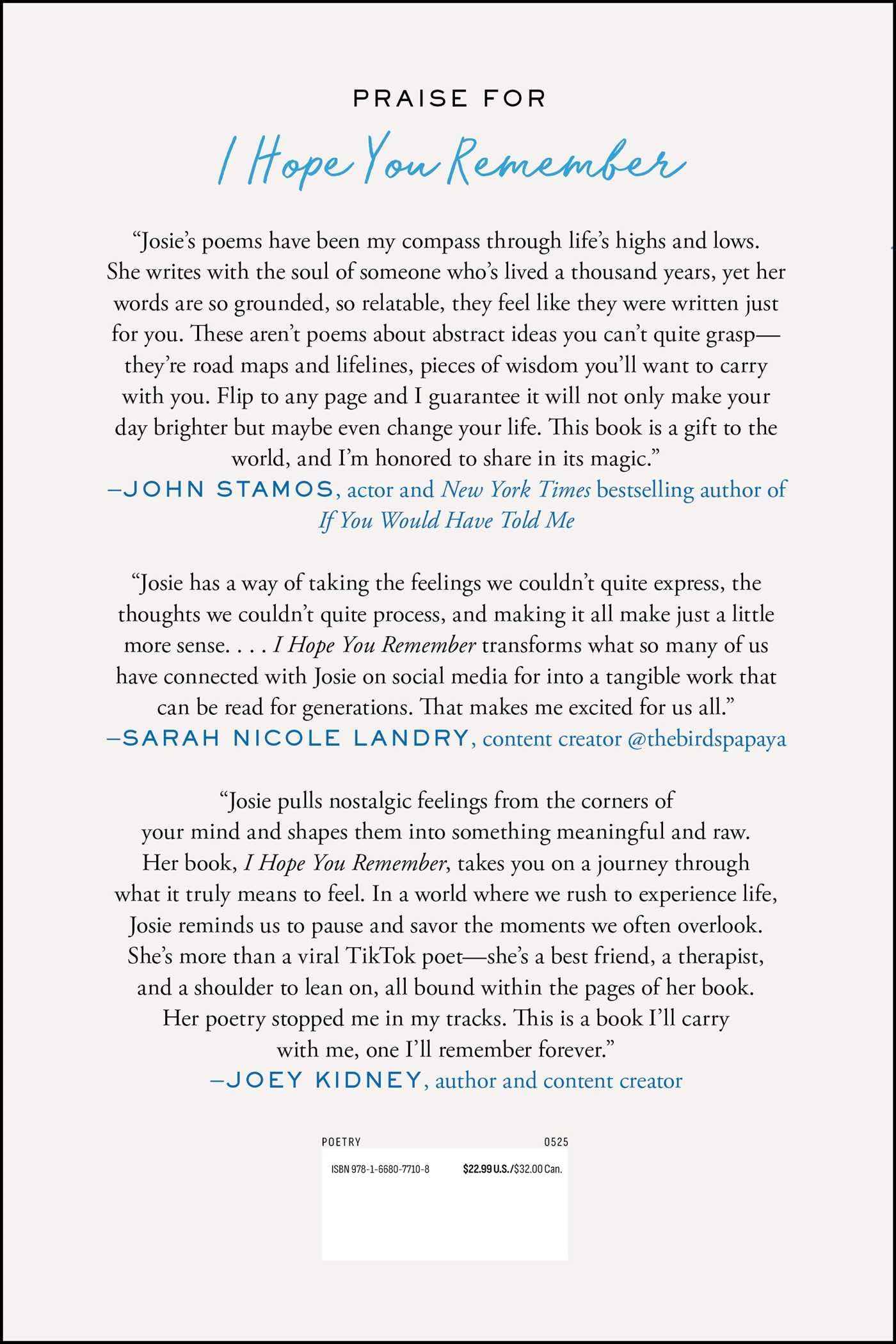 I Hope You Remember: Poems on Loving, Longing, and Living
