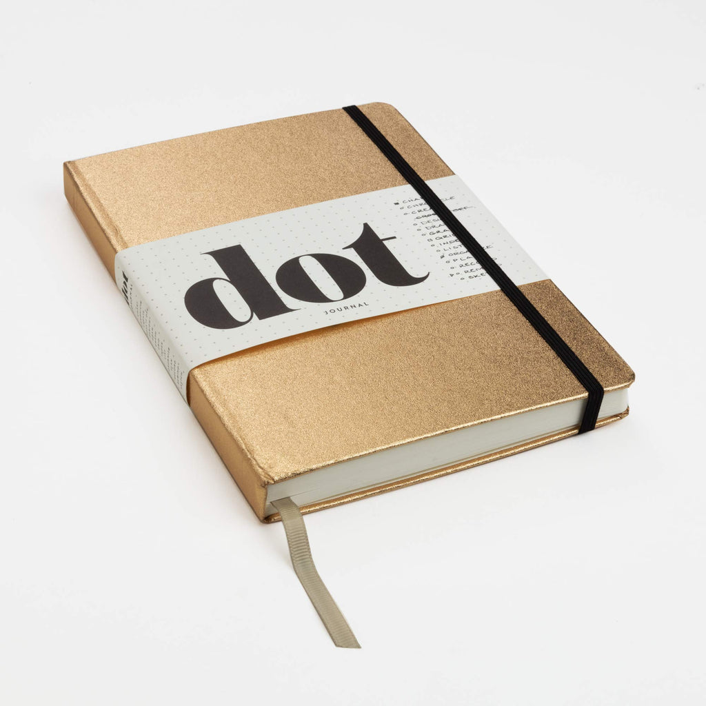Dot Journal (Gold): A dotted, blank journal for list-making, journaling, goal-setting: 256 pages with elastic closure and ribbon marker
