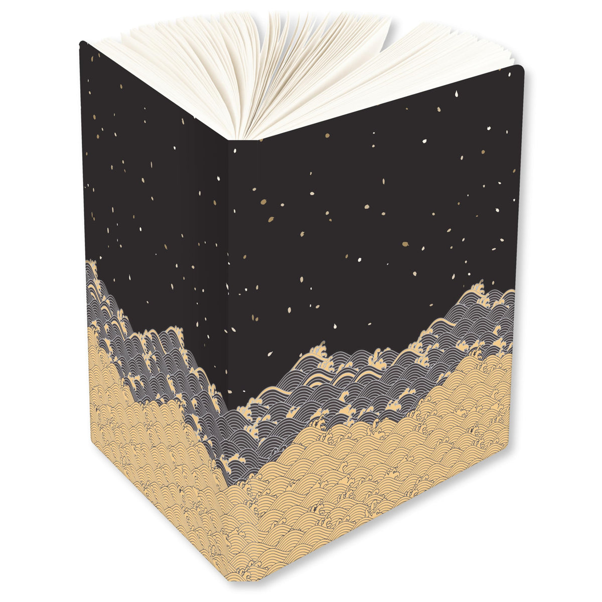 Golden Waves Dotted Hardcover Journal: Blank Notebook with Ribbon Bookmark