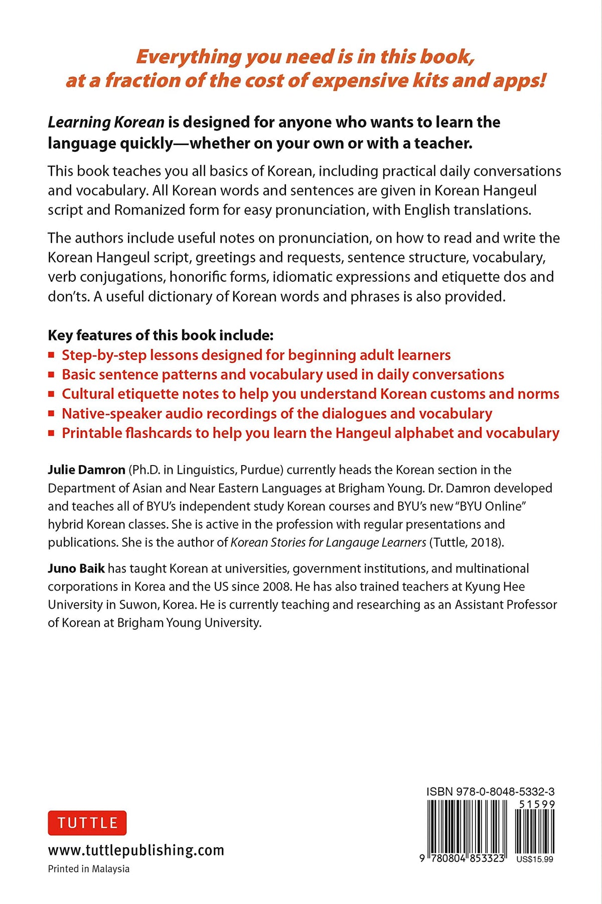 Learning Korean: A Language Guide for Beginners: Learn to Speak, Read and Write Korean Quickly! (Free Online Audio & Flash Cards) (Easy Language Series)