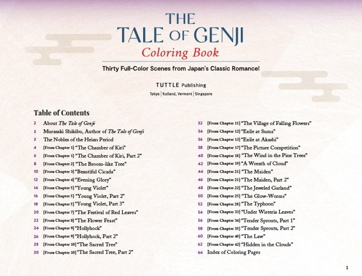 The Tale of Genji Coloring Book: Thirty Full-Color Scenes from Japan's Classic Romance!