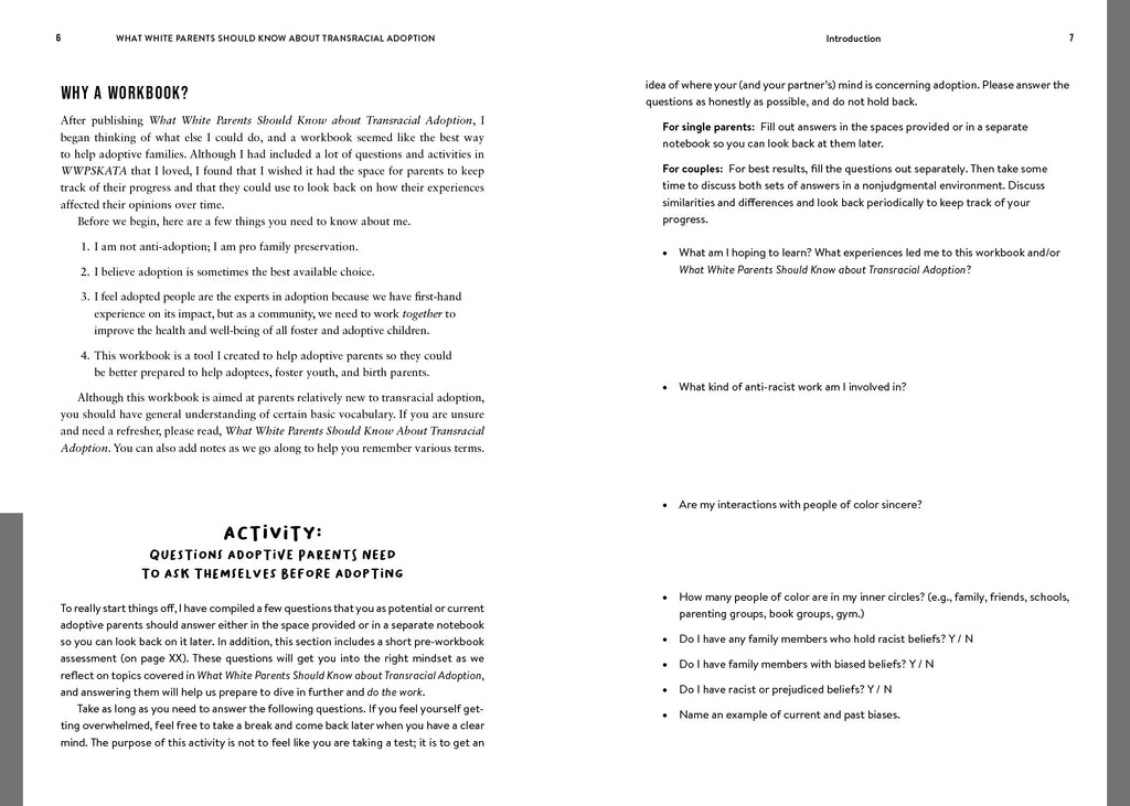 What White Parents Should Know about Transracial Adoption--The Workbook: Practical Tools, Skills, and Prompts for Affirming Your Adopted Child's Cultural Identity