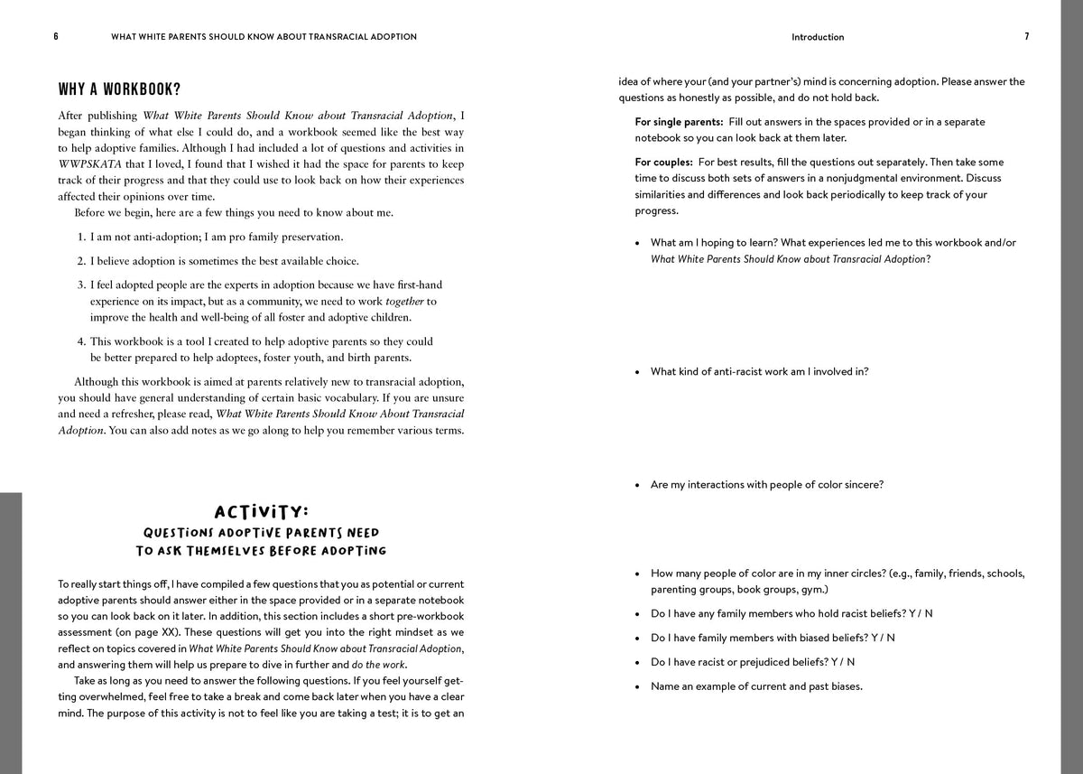 What White Parents Should Know about Transracial Adoption--The Workbook: Practical Tools, Skills, and Prompts for Affirming Your Adopted Child's Cultural Identity
