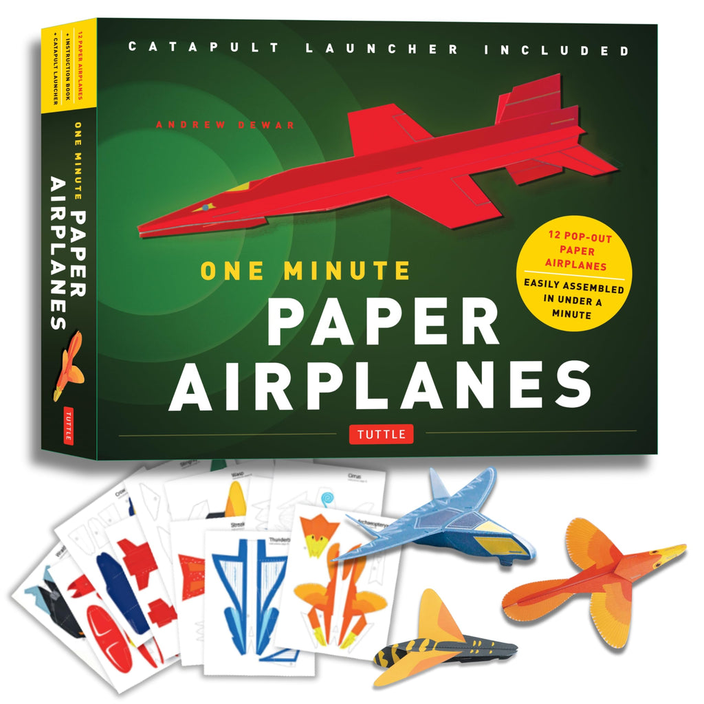 One Minute Paper Airplanes Kit: 12 Pop-Out Planes, Easily Assembled in Under a Minute: Paper Airplane Book with Paper, 12 Projects & Plane Launcher