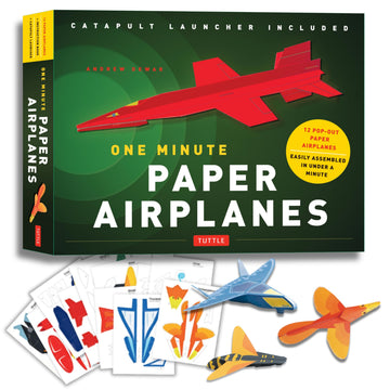 One Minute Paper Airplanes Kit: 12 Pop-Out Planes, Easily Assembled in Under a Minute: Paper Airplane Book with Paper, 12 Projects & Plane Launcher