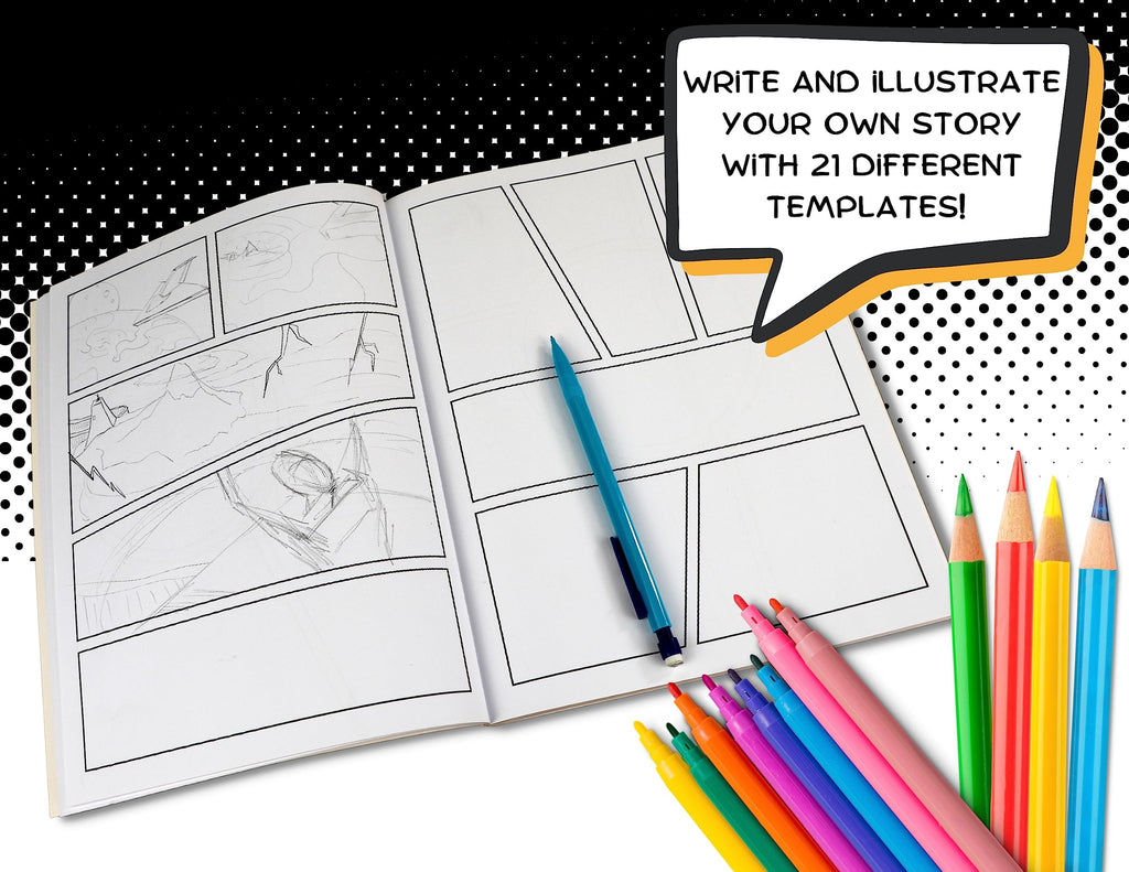 Draw Your Own Manga: Blank Comic Book (With 21 Different Templates)