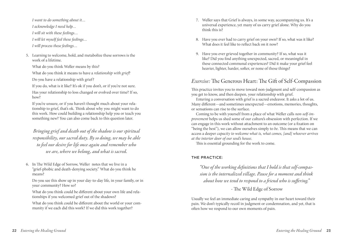 Entering the Healing Ground: The Wild Edge of Sorrow Official Workbook--Reflections, rituals, and meditations for grief and renewal