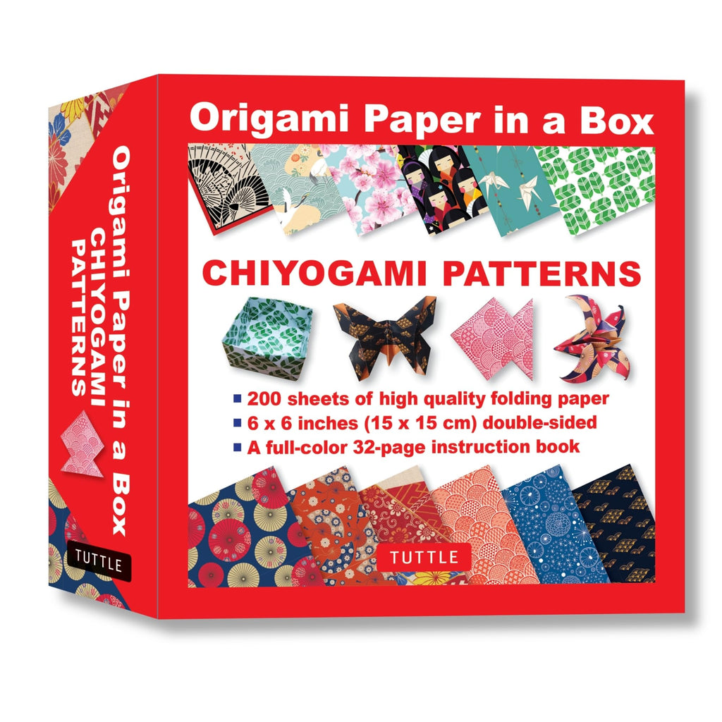 Origami Paper in a Box - Chiyogami Patterns: 200 Sheets of Tuttle Origami Paper: 6x6 Inch Origami Paper Printed with 12 Different Patterns: 32-page Instructional Book of 12 Projects