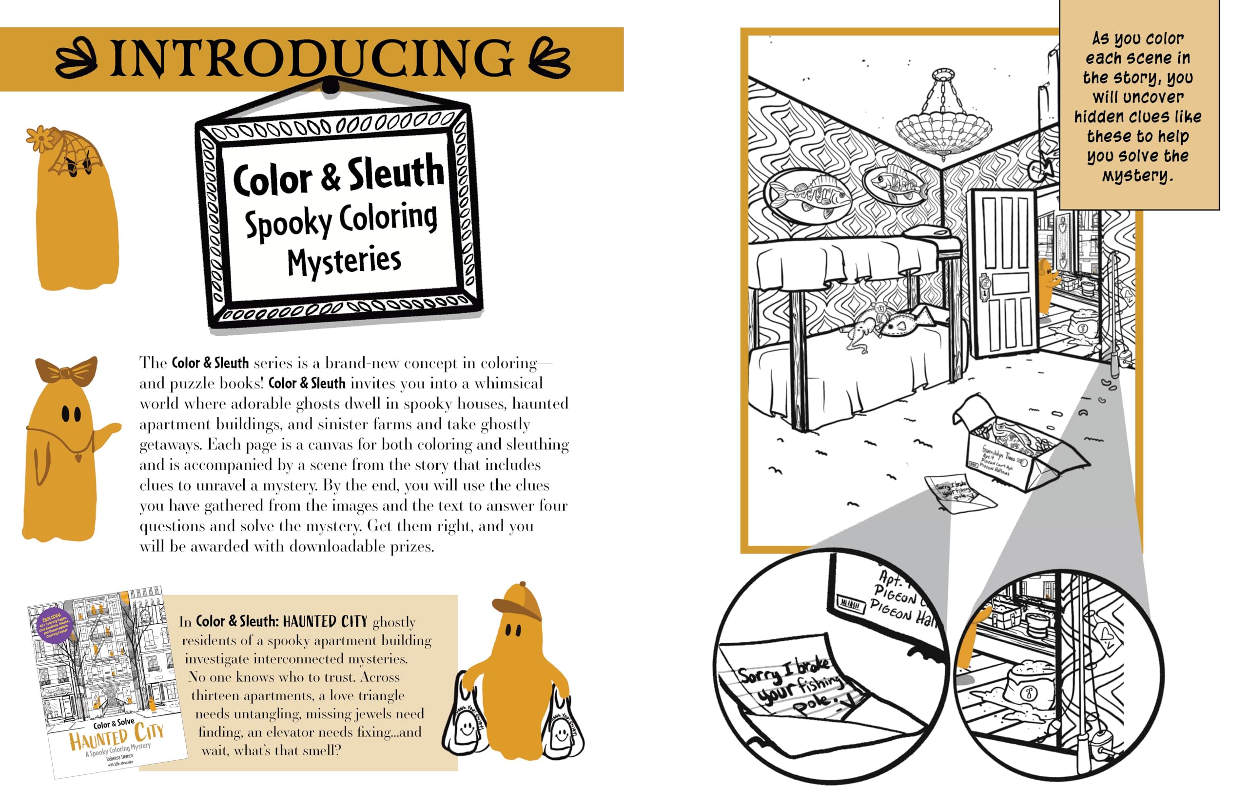 Color & Sleuth: Haunted City: A Spooky Coloring Mystery - Includes 40+ Coloring Pages, Clue Notebook Sheets, and Downloadable Coloring Poster