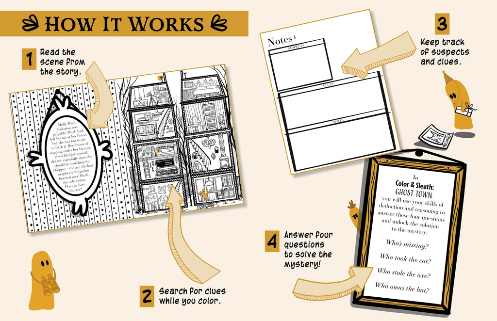 Color & Sleuth: Ghost Town: A Spooky Coloring Mystery - Includes 40+ Coloring Pages, Clue Notebook Sheets, and Downloadable Coloring Poster