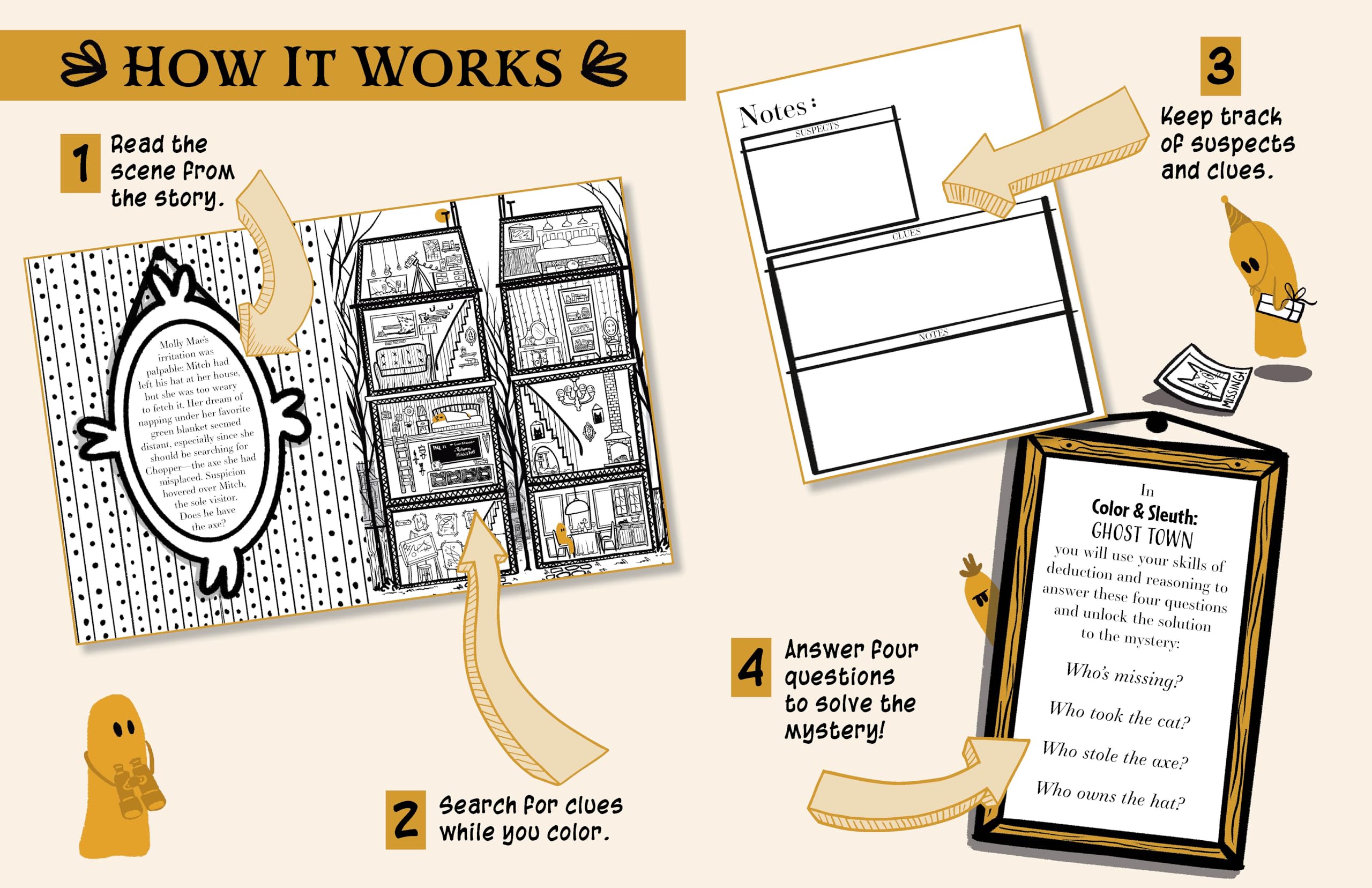 Color & Sleuth: Ghost Town: A Spooky Coloring Mystery - Includes 40+ Coloring Pages, Clue Notebook Sheets, and Downloadable Coloring Poster