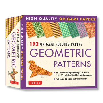 Origami Folding Papers - Geometric Patterns - 192 Sheets: 10 Different Patterns of 6 Inch (15 cm) High-Quality Double-Sided Origami Paper (includes Instructions for 4 Projects)