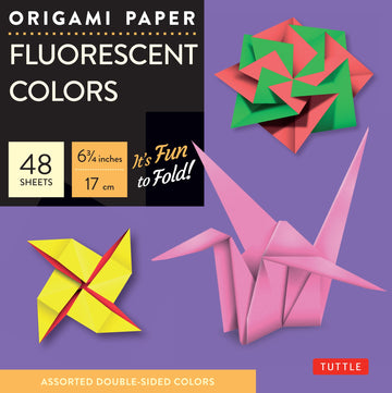 Origami Paper - Fluorescent Colors - 6 3/4" - 48 Sheets: Tuttle Origami Paper: Origami Sheets Printed with 6 Different Colors: Instructions for 6 Projects Included (Origami Paper Packs)