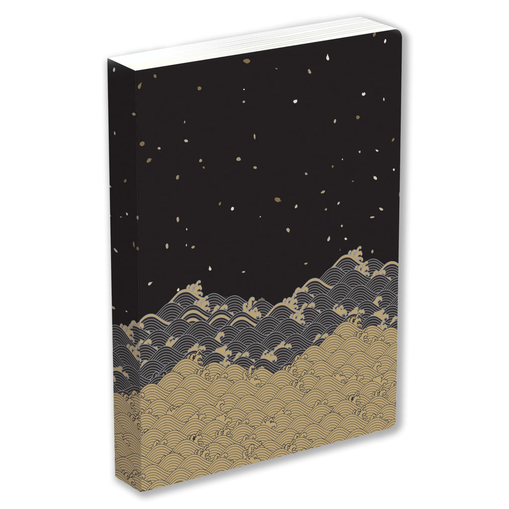 Golden Waves Dotted Hardcover Journal: Blank Notebook with Ribbon Bookmark