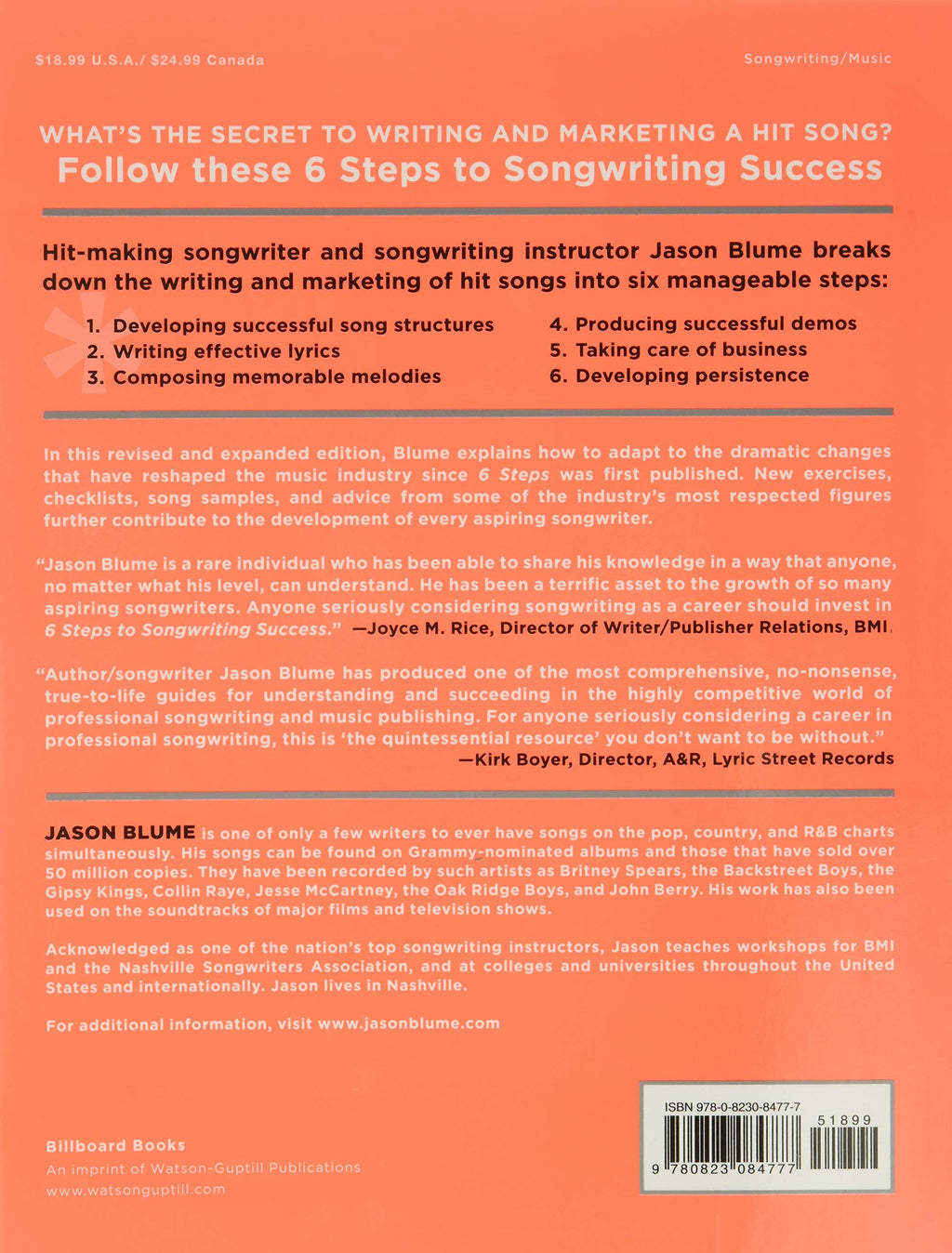 Six Steps to Songwriting Success, Revised Edition: The Comprehensive Guide to Writing and Marketing Hit Songs