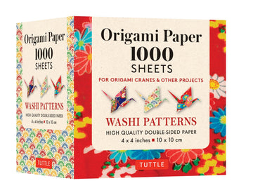 Origami Paper Washi Patterns 1,000 sheets 4" (10 cm): Tuttle Origami Paper: Double-Sided Origami Sheets Printed with 12 Different Designs (Instructions for Origami Crane Included)