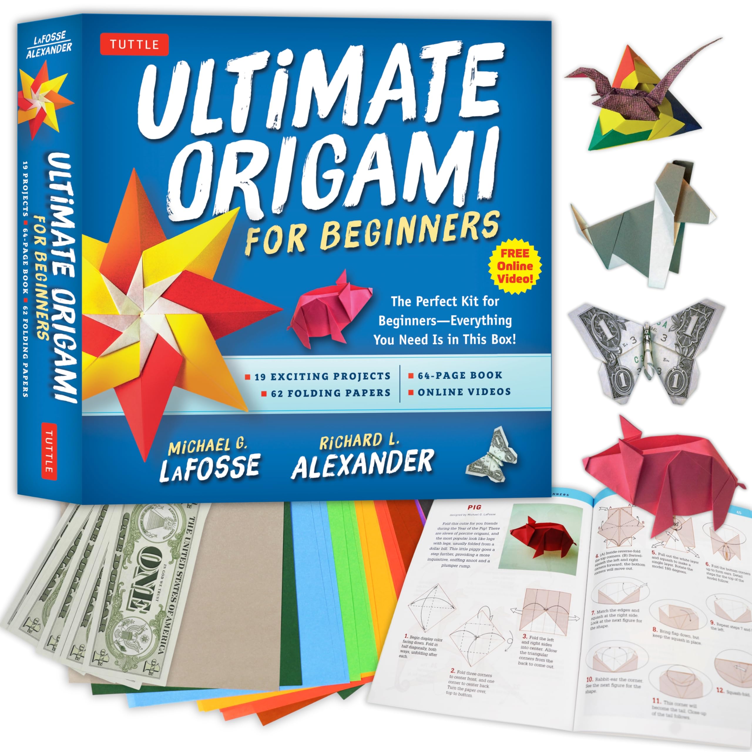 Ultimate Origami for Beginners Kit: The Perfect Kit for Beginners-Everything you Need is in This Box!: Kit Includes Origami Book, 19 Projects, 62 Origami Papers & Video Instructions