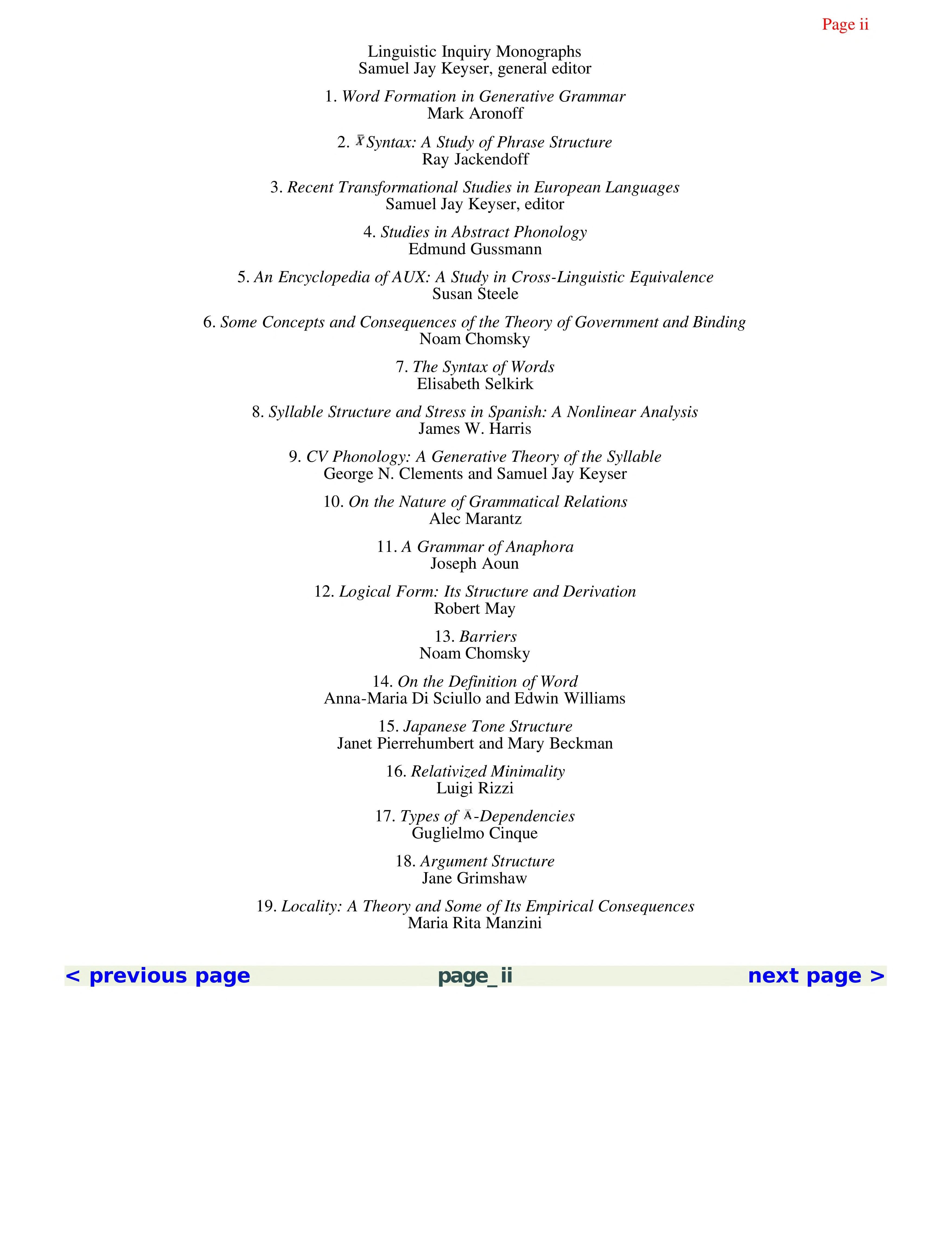 Locality: A Theory and Some of Its Empirical Consequences (Linguistic Inquiry Monographs)