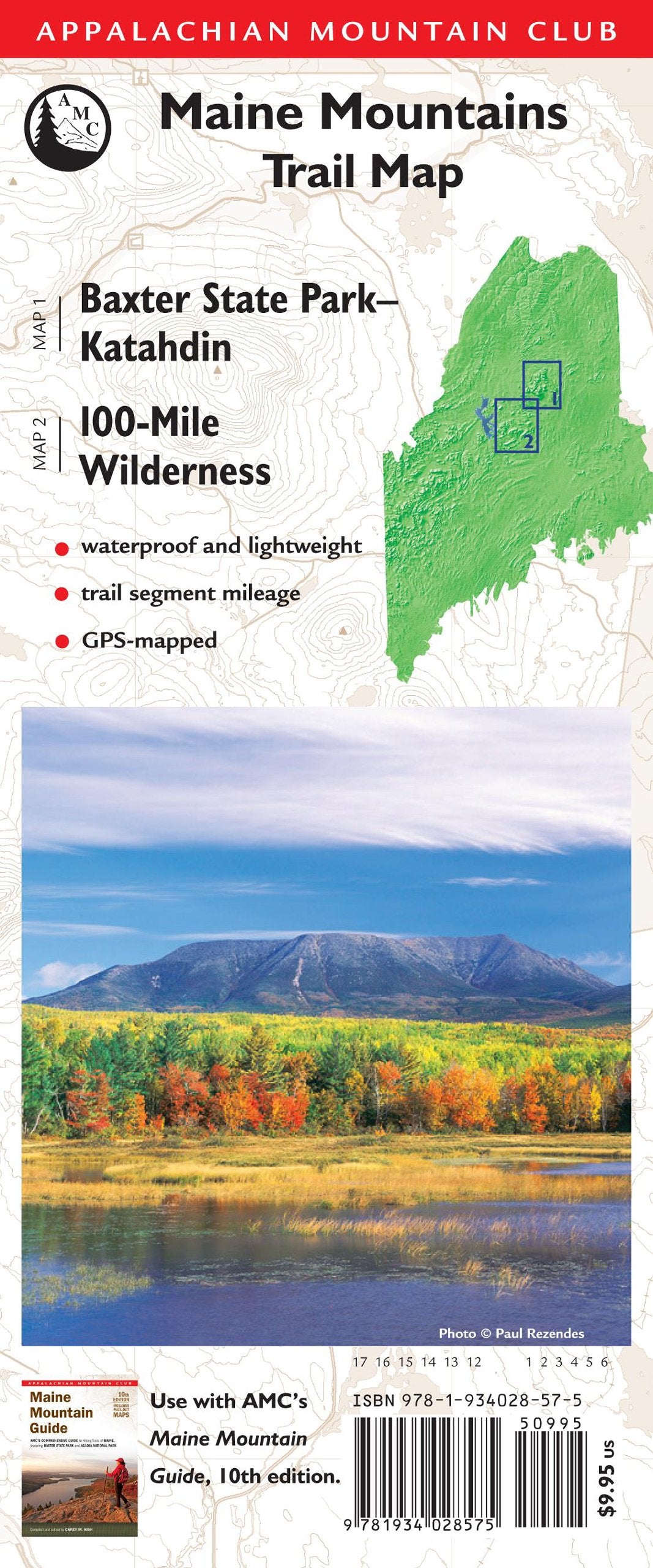 AMC Map: Baxter State Park - Katahdin and 100-Mile Wilderness: Maine Mountains Trail Map